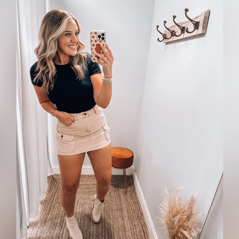 Blu Pepper Beige Cargo Skirt